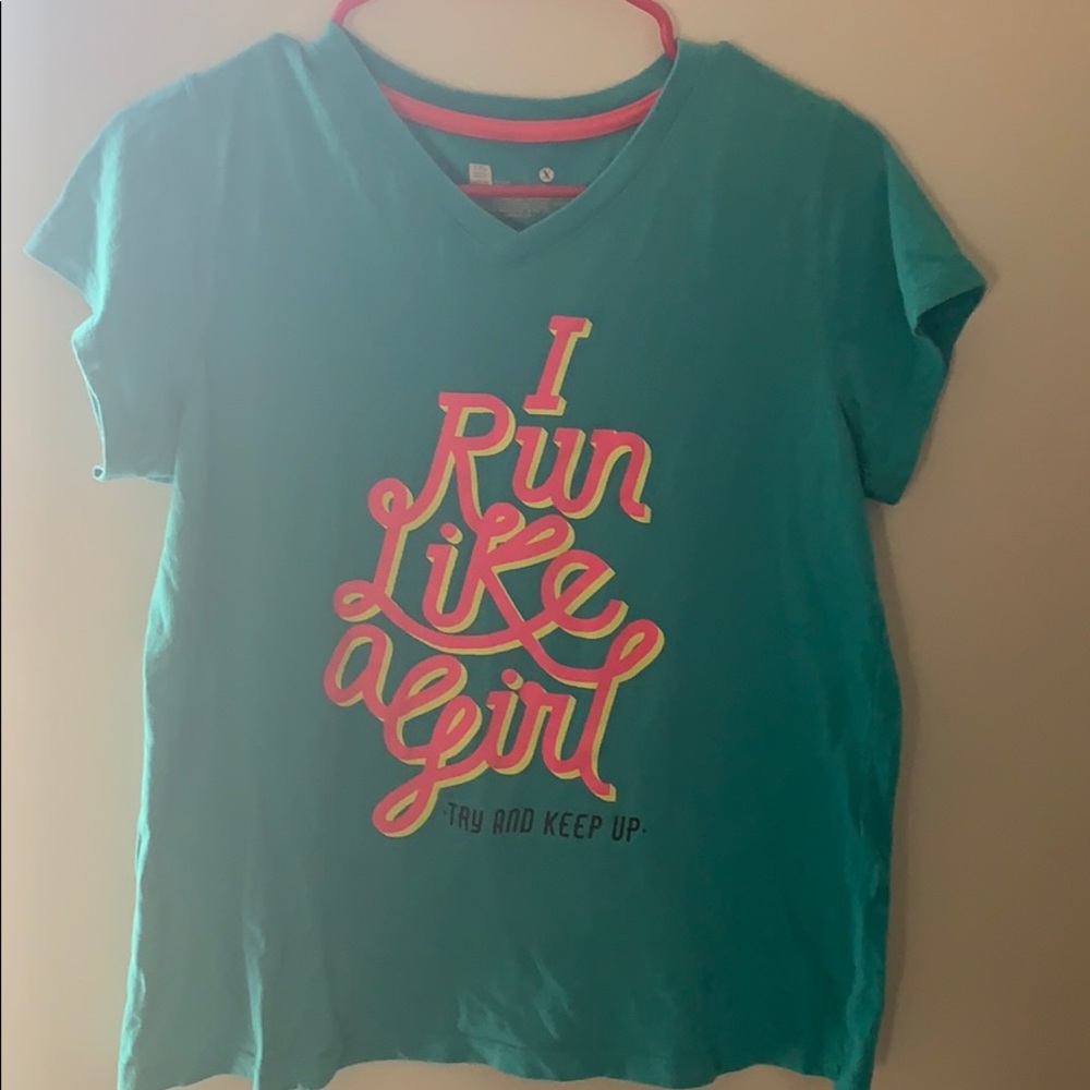 a teal juniors tee shirt